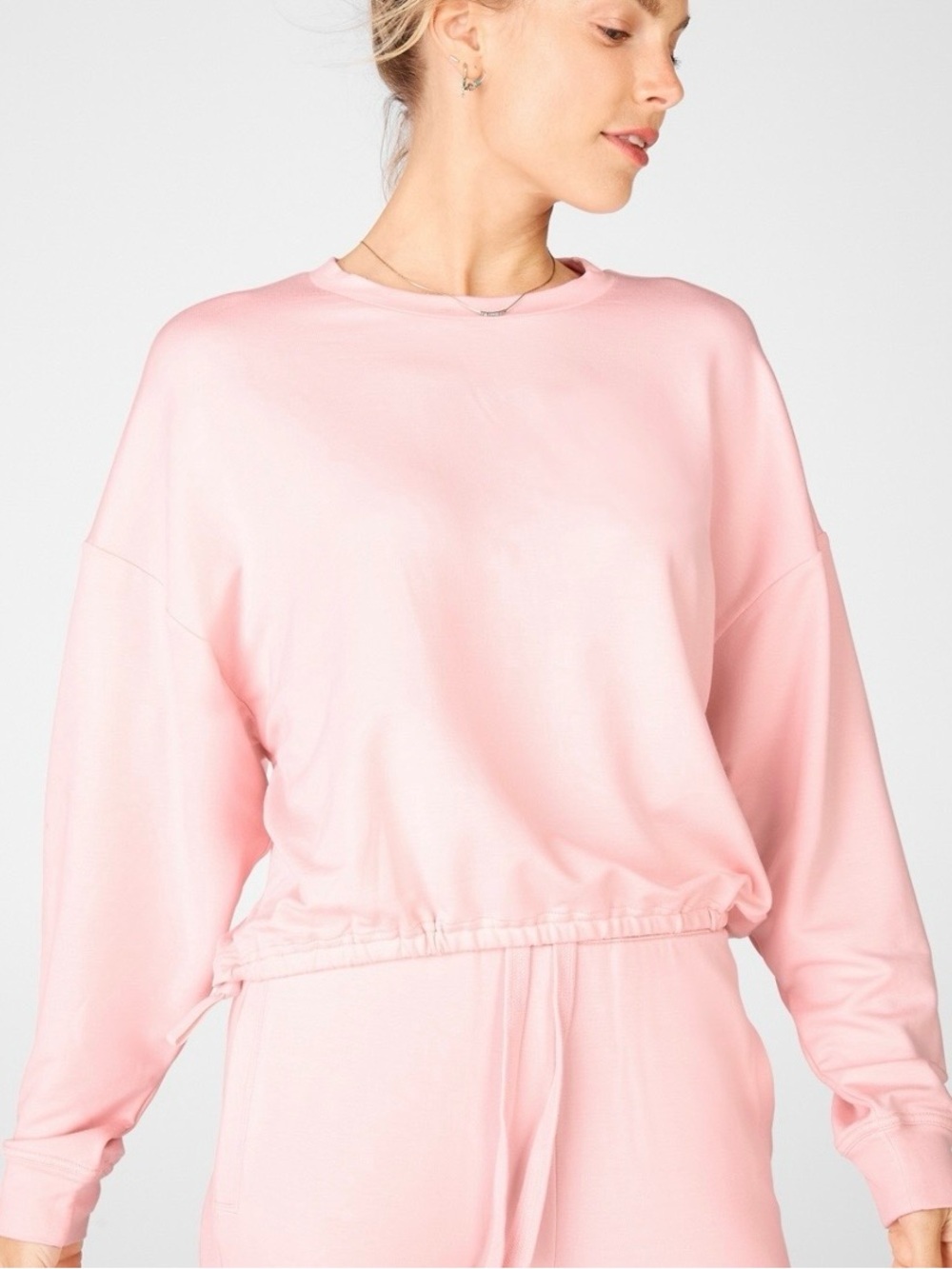Fabletics Luxe Cinched Pearl Pink Pullover Top size M